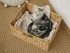 Wicker Basket,Hyacinth Basket with Built-in Handles,Wicker Storage Basket,1 Pack