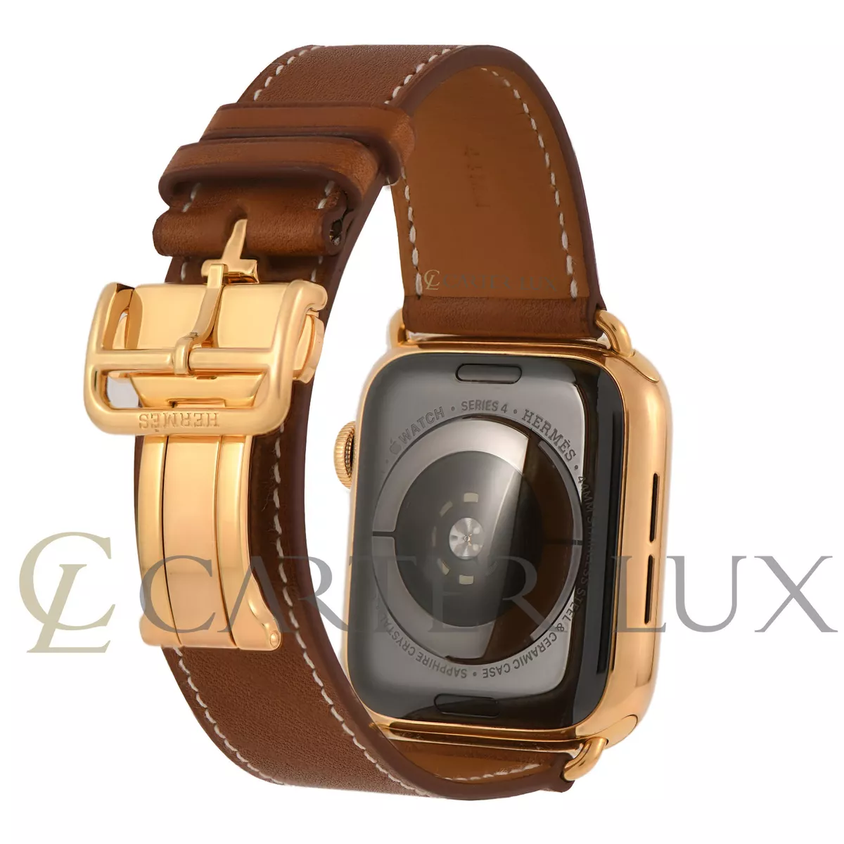 24K Custom Gold Plated Apple Watch SERIES 8 Hermes 45mm Fauve