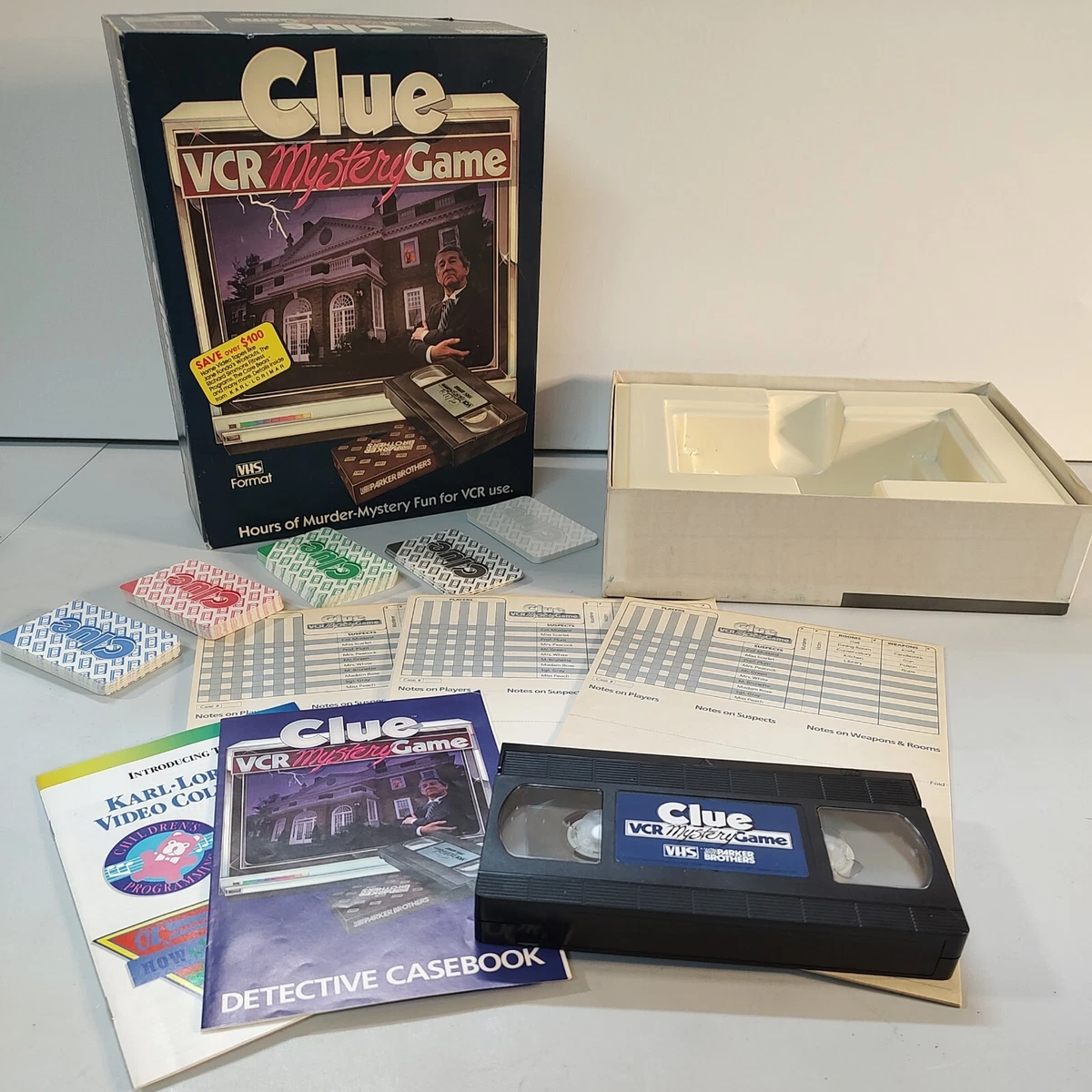 Clue VCR Mystery Game VHS Format Complete 1985 Vintage, 59 OFF
