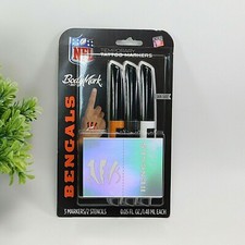 BIC BodyMark Temporary Tattoo Art Markers NFL Bengals Skin Safe 3 Markers