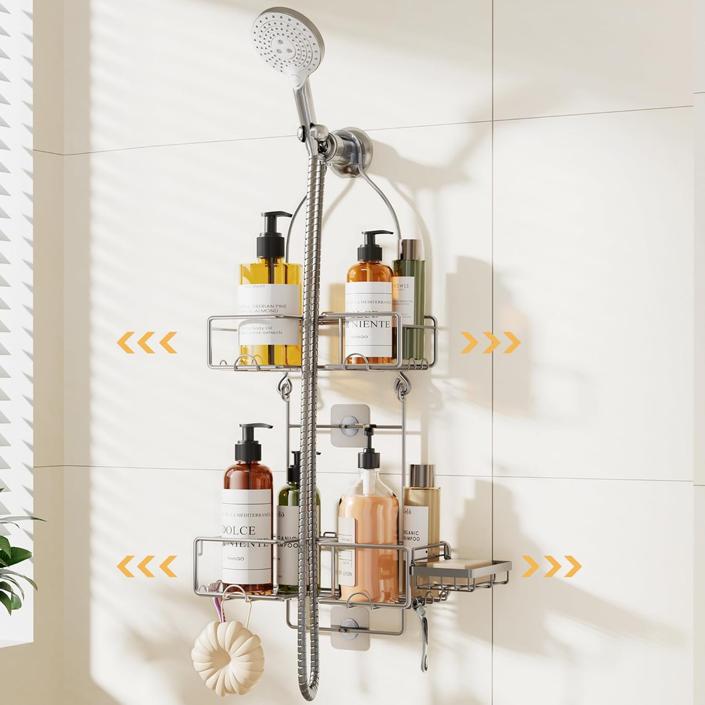 Shower Caddy Hanging Adjustable over the Shower Head Organizer Rustproof Bathroo