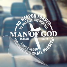 Man of God - Christian Jesus Cross Bible Verse Car Vinyl Decal Bumper Sticker