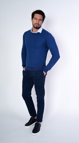 1stAmerican Maglia Primaverile Uomo Maglione Seta e Cotone Pullover Girocollo - Zdjęcie 27 z 30