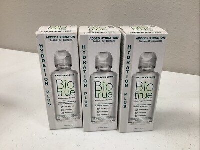 Bausch & Lomb Bio True Hydration Plus Contact Solution 4 oz. Exp 11/01/25~3 Pack
