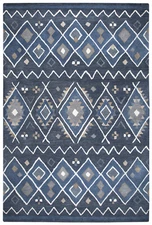 Rizzy Rugs Blue Zig Zag Rows Diamonds Contemporary Area Rug Geometric TL647A