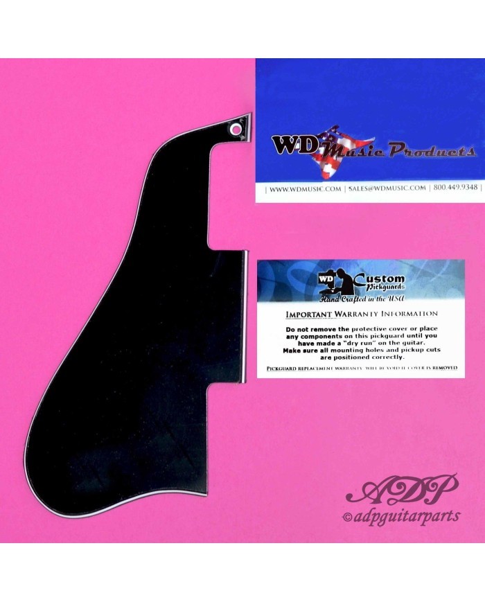 Pickguard Gibson ES-335 gaucher short noir 3 plis plaque guitare micros humbuckers