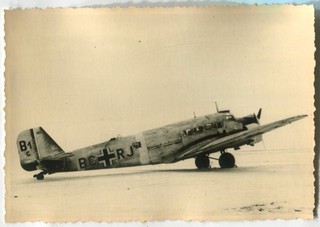GERMAN WWII ARCHIVE PHOTO: LUFTWAFFE Junkers Ju 52 CARGO AIRCRAFT ON AIRFIELD