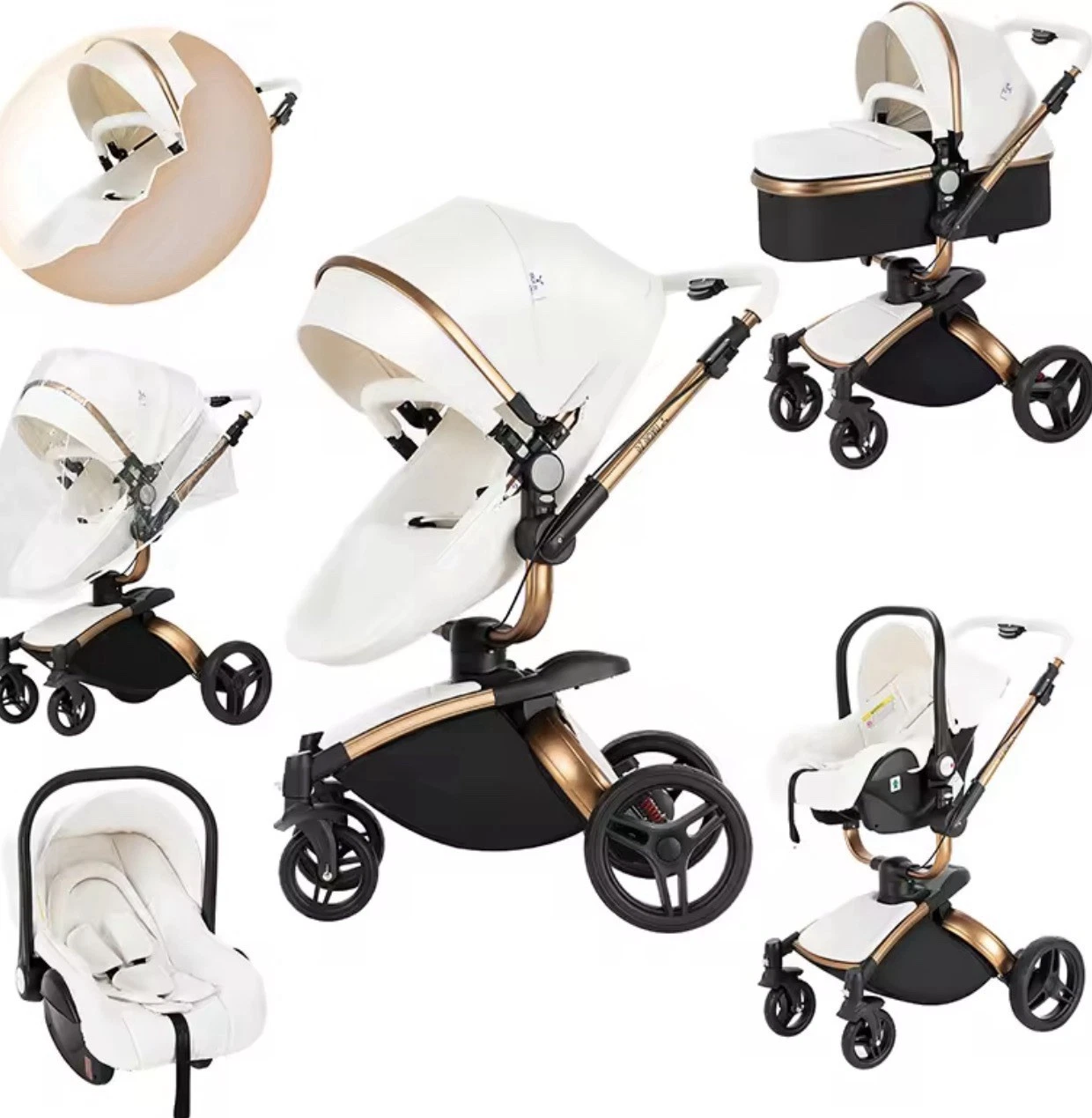 Baby stroller 3 in 1 Baby carriage Portable luxurious travel pram + Car Seat
Opens in a new window o