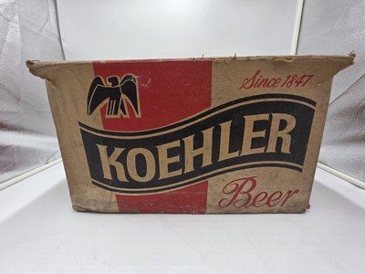 vintage KOEHLER BEER heavy cardboard CASE w/ 12 oz GLASS BOTTLES   FULL man cave