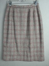 Pendleton Skirt Womens 12 Petite Gray Pink Houndstooth Virgin Wool Made in USA