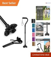 Walking Cane Aluminum Adjustable Lightweight Quad Base for Seniors Women Men