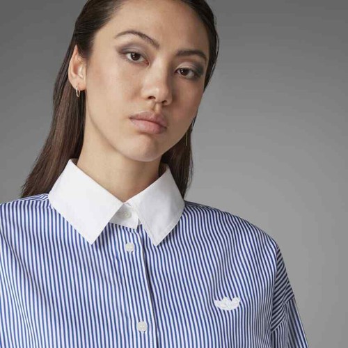 Camisa Larga Adidas Versión Azul HB9410 Núcleo Azul Blanco Mujer Top Conjunto Vestido - Imagen 4 de 11
