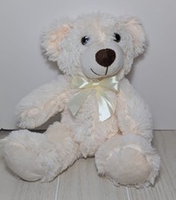 Cream Plush Teddy Bear Stuffed Animal with Satin Bow 14 Inch Soft Toy