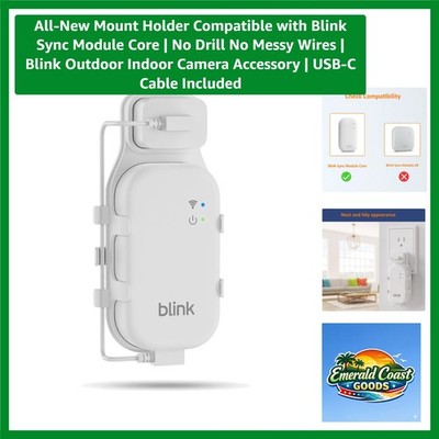 Wall-Mount Holder for Blink Sync Module Core - Tidy Cable Management Included