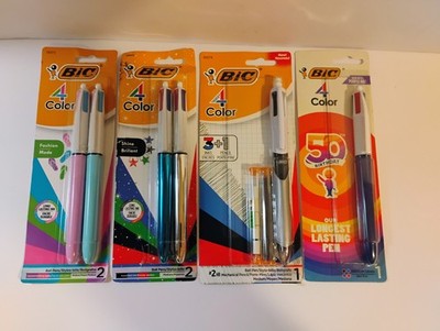 (6) BIC 4-Color 3+1 ,Shine, 50th B-day, Fashion, Medium Point (1.0 mm)