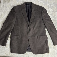 Jos A Bank Signature Sport Coat Mens 44R Brown Houndstooth Blazer Wool