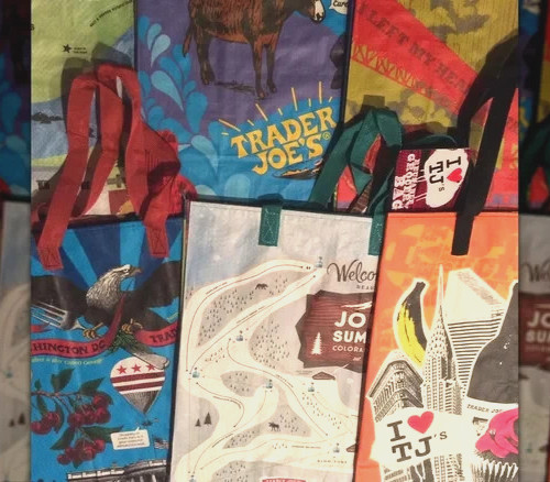 Trader Joe's Mystery Pack 3 Reusable State City Regional Design Shopping Bag Eco