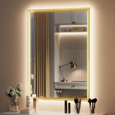 20x28 Inch Gold LED Mirror Bathroom W/ Frontlit Backlit Adjustable