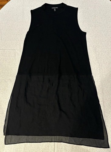 Eileen Fisher, Eileen Fisher Petites M Black Silk Chiffon Shift Dress Tunic Sheer