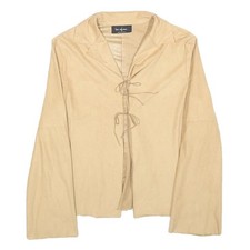LOI COF OUE Damen Langarmshirt beige M vorne zum Binden Freizeit