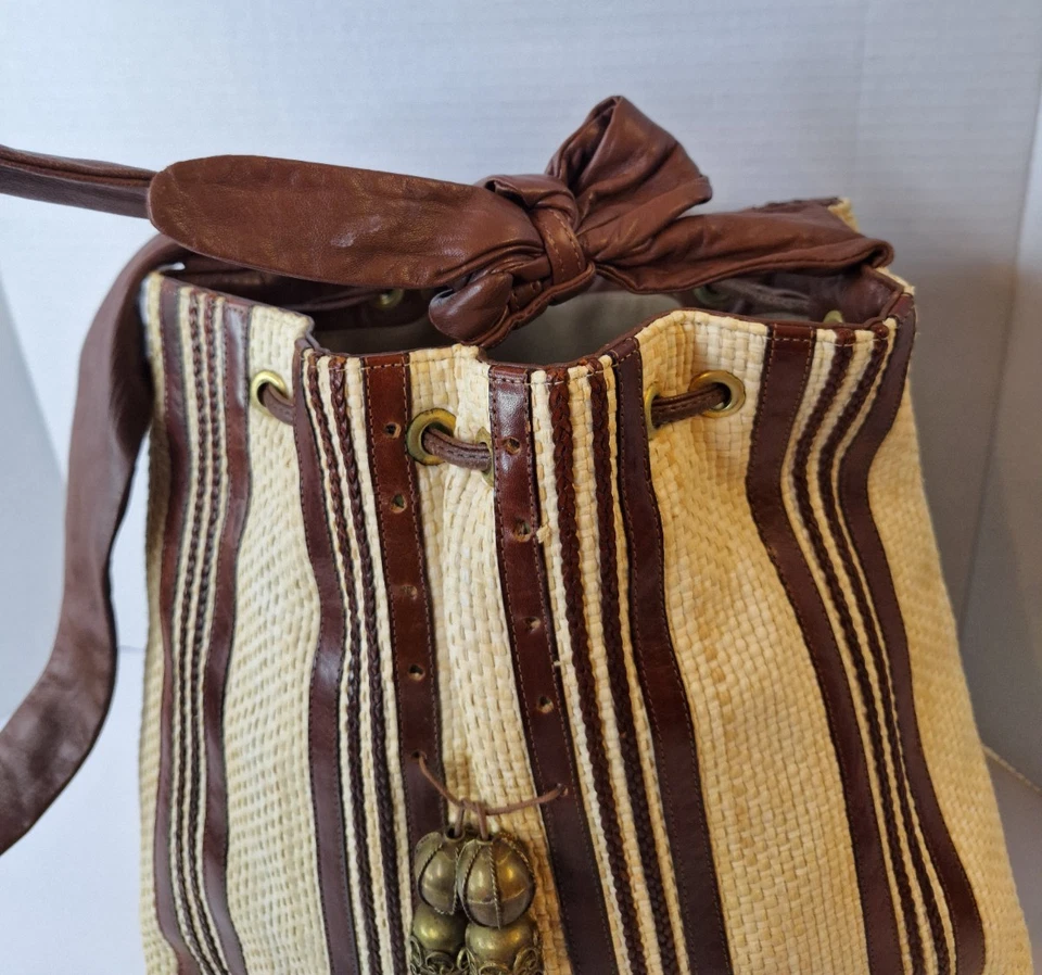 Bolso Hobo de Cuero Tejido SHARIF de Colección Años 80 Bolso de Hombro Cartera Bohemio Resort Foto 3 de 4