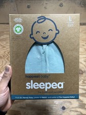 HAPPIEST BABY Teal Swaddle Large 4-6months Stars Organic Cotton Sleepea