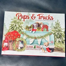 20 Leanin Tree CHRISTMAS Cards, PUPS TRUCKS, Dogs in Pickups, New in Box NIB