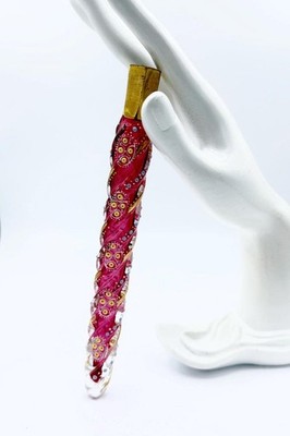 Antique Moser Cranberry Glass & Enamel Tear Catcher/Lay Down Bottle Perfume 6.5''