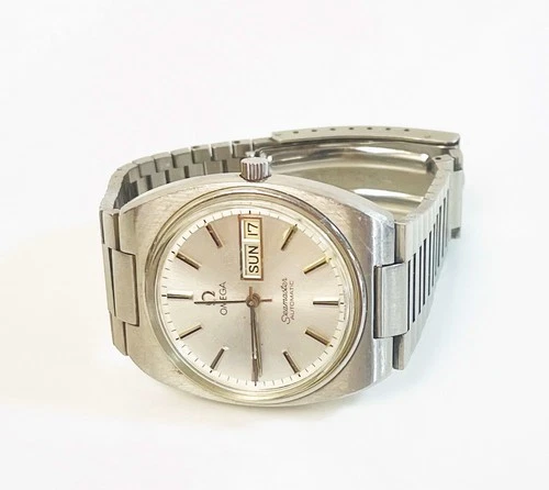 Vintage Unisex Omega Seamaster Auto Day Date 35mm SS Cushion Case