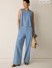 EILEEN FISHER Lightweight Organic Cotton Denim Full-Length Trouser - LIGHT WASH