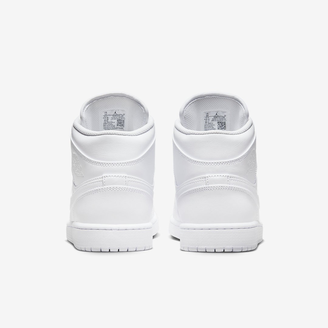 Nike Air Jordan 1 Retro Mid Triple White Leather 554724-136  display picture 1