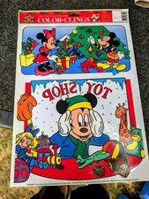Vintage Disney Mickey Mouse Christmas & Halloween Window Color Clings Lot Of 10 