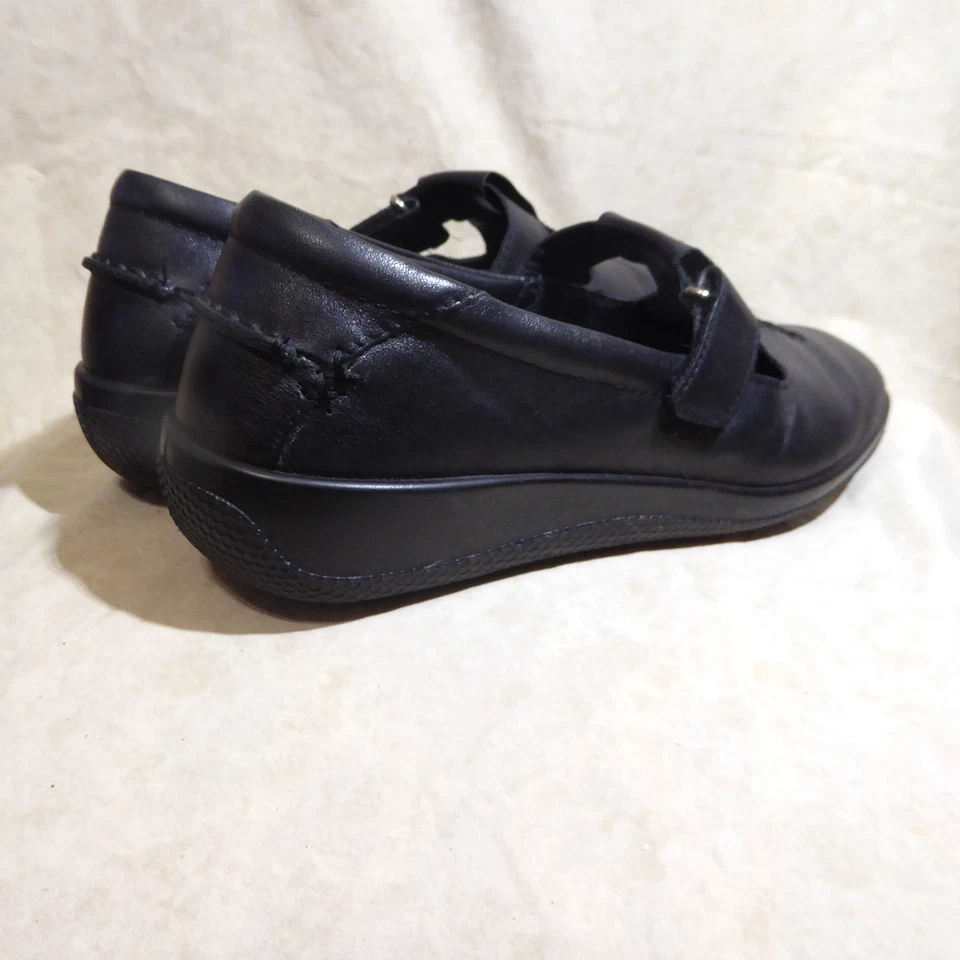 🩰 Correa en T Hotter Sunset Comfort Mary Janes 9,5 M cuero negro rico; marca del Reino Unido Foto 4 de 4