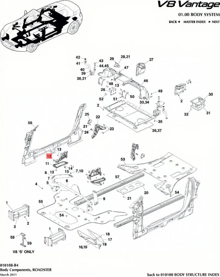 06-16 ASTON MARTIN V8 VANTAGE FRONT LEFT RIGHT HOOD HINGE SUPPORT BRACKET SET OE