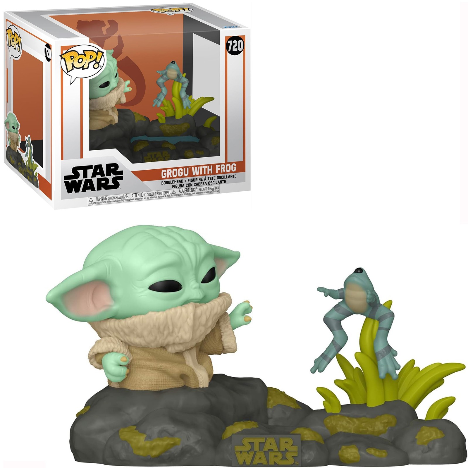 Funko Pop The Mandalorian Grogu With Frog​ Deluxe Star Wars Figure #720 NEW
