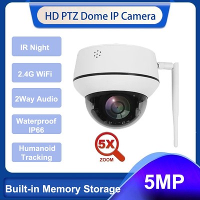 5X Optical Zoom WiFi Security Camera 5MP HD Two Way Audio Humanoid Tracking IP66