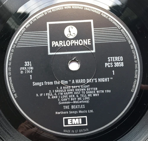 THE BEATLES "HARD DAY'S NIGHT" UK 1969 RARE STEREO 1 BOX 12 MONTHS ONLY EX COND