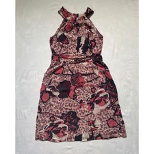 Tory Burch Silk Abstract Animal Print Halter-neck Sheath Dress, sz 8