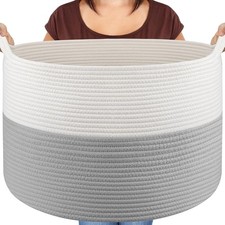 XXXLarge Blanket Basket Living Room 22" x 22" x 14" Cotton Rope Baskets Storage