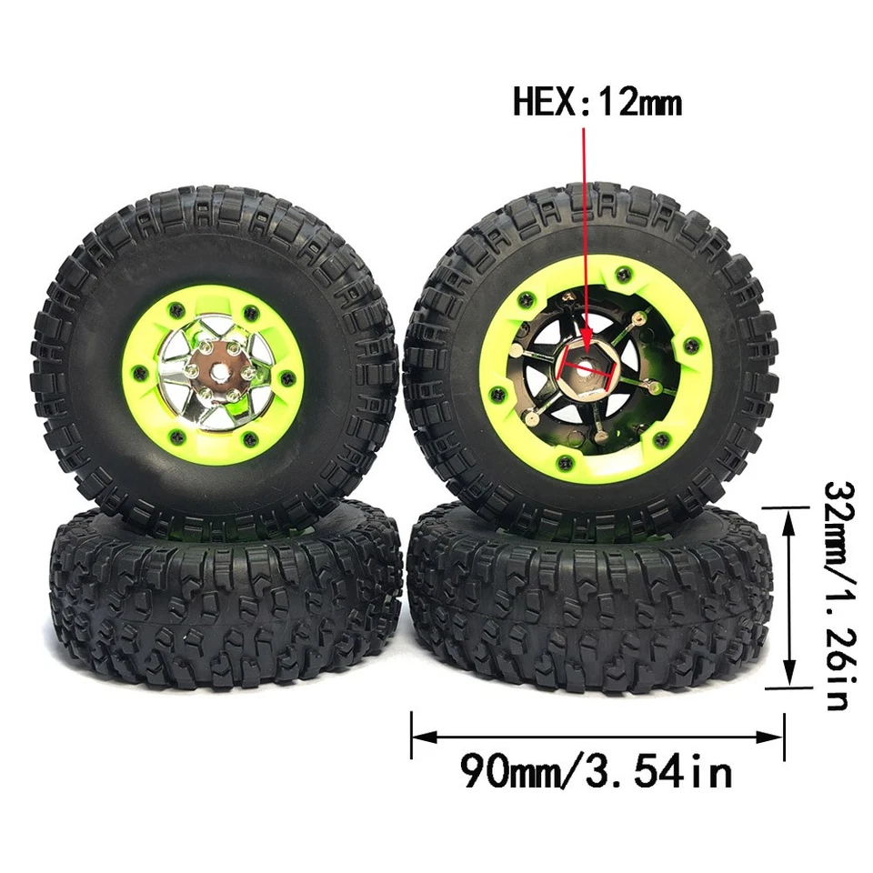 Neumáticos de goma negros con llantas 4 piezas para WLtoys 12428 1/12 RC Buggy F Foto 2 de 4