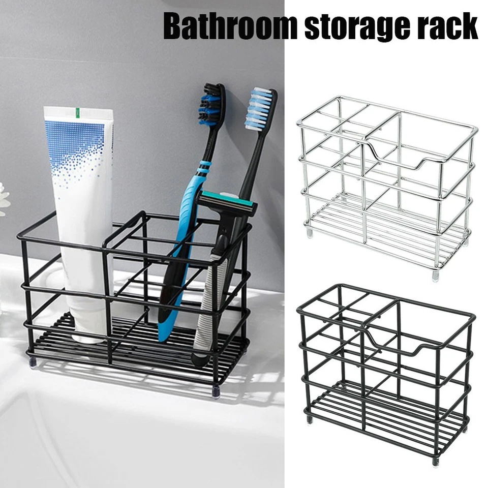 4 Slot Stainless Steel Toothbrush Holder Wall Mount Bathroom Organizer Modern - Image 4 of 4