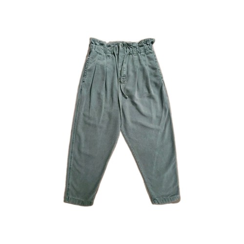 Free People Margate Pants Women M Olive Green Paperbag Waist Pleated Tapered
