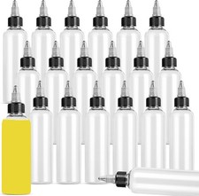 20 Pack 4oz Clear Dispensing Bottles Plastic Boston Squeeze Bottle W/ Twist Top
