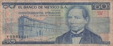 Mexico  50  Pesos  17.5.1979  Series  HB  Prefix  F  Circulated Banknote FE