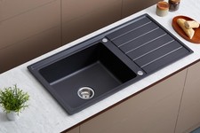 Opulent Nano black anthracite 1 single bowl kitchen sink s/steel with waste kit