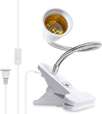 Flexible Aluminum Neck Clip Lamp Holder, 360Adjustable Socket, E26/E27 Clamp Lig