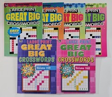 New 6 Large Print Great Big Crosswords Kappa Puzzle Books Vol# 159-172 Fun Hobby