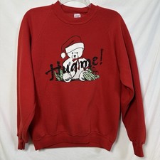 Vintage XL Sweatshirt Hug Me Christmas Teddy Bear USA Made Jerzees by Russell