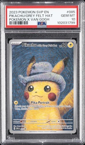New Listing2023 POKEMON SVP EN-SV BLACK STAR PROMO #085 PIKACHU WITH GREY FELT HAT PSA 10