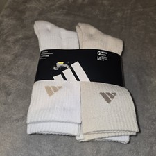 Adidas Mens Cushioned Sports Training Athletic Crew Socks 6 Pairs Size M 5-8